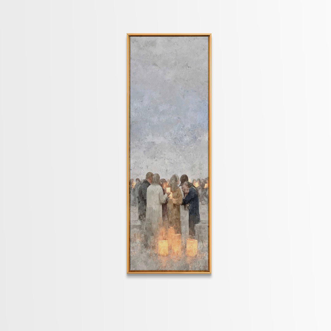 Holy Manger Light | Framed Canvas Print | Christmas Wall Art | Christian Christmas Decor | Christian Art Canvas | Skinny Art