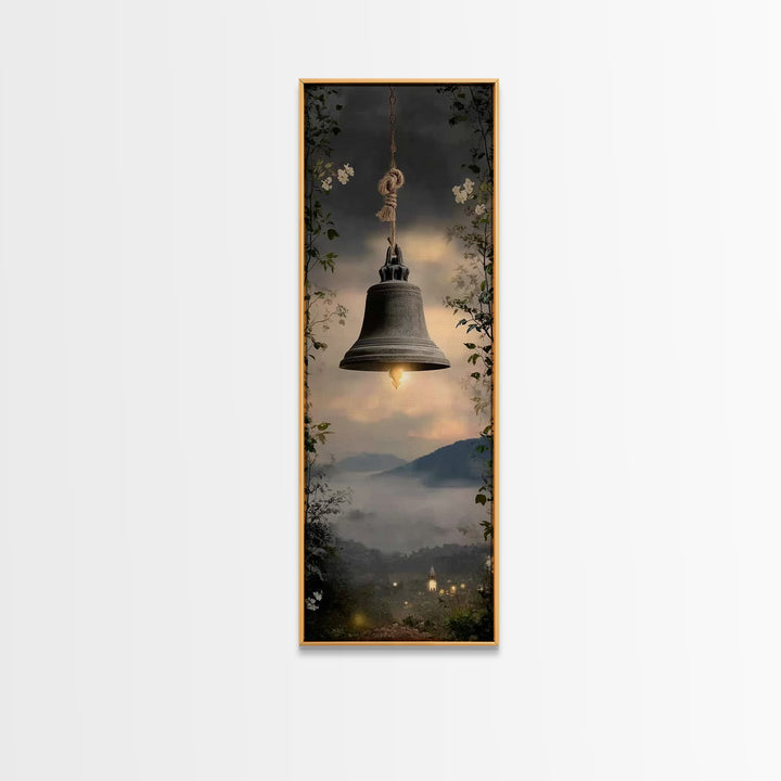 Evening Chapel Call – Framed Canvas Print – Christian Wall Art – Narrow Art – Christian Art Canvas – Christian Painting – Christian Decor