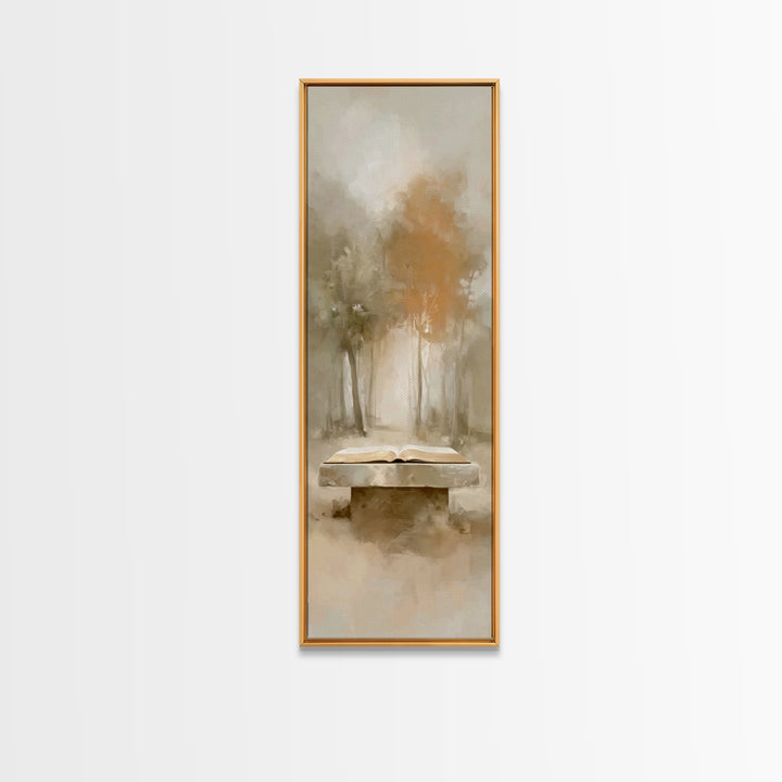 Autumn Scripture Glow | Framed Canvas Print | Christian Art Canvas | Christian Wall Art | Tall Skinny Art Print | Christian Painting | Chri