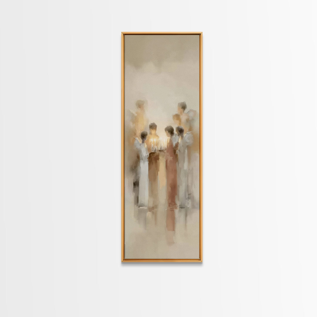 Heavenly Candle Vigil – Framed Canvas Print – Christian Wall Art – Christian Art Canvas – Narrow Art – Christmas Art – Christian Decor
