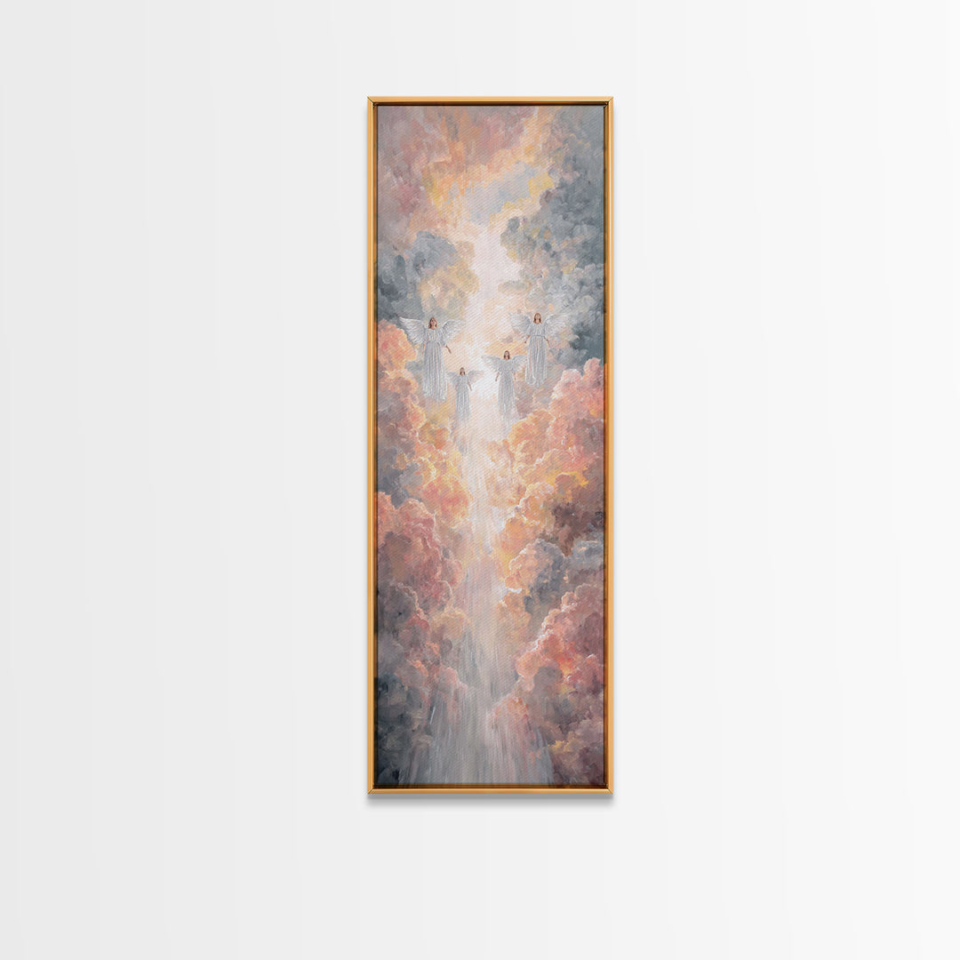 Cloudborne Choir – Framed Canvas Print – Christian Wall Art – Christian Art Canvas – Narrow Art – Christian Christmas Art – Christian Decor