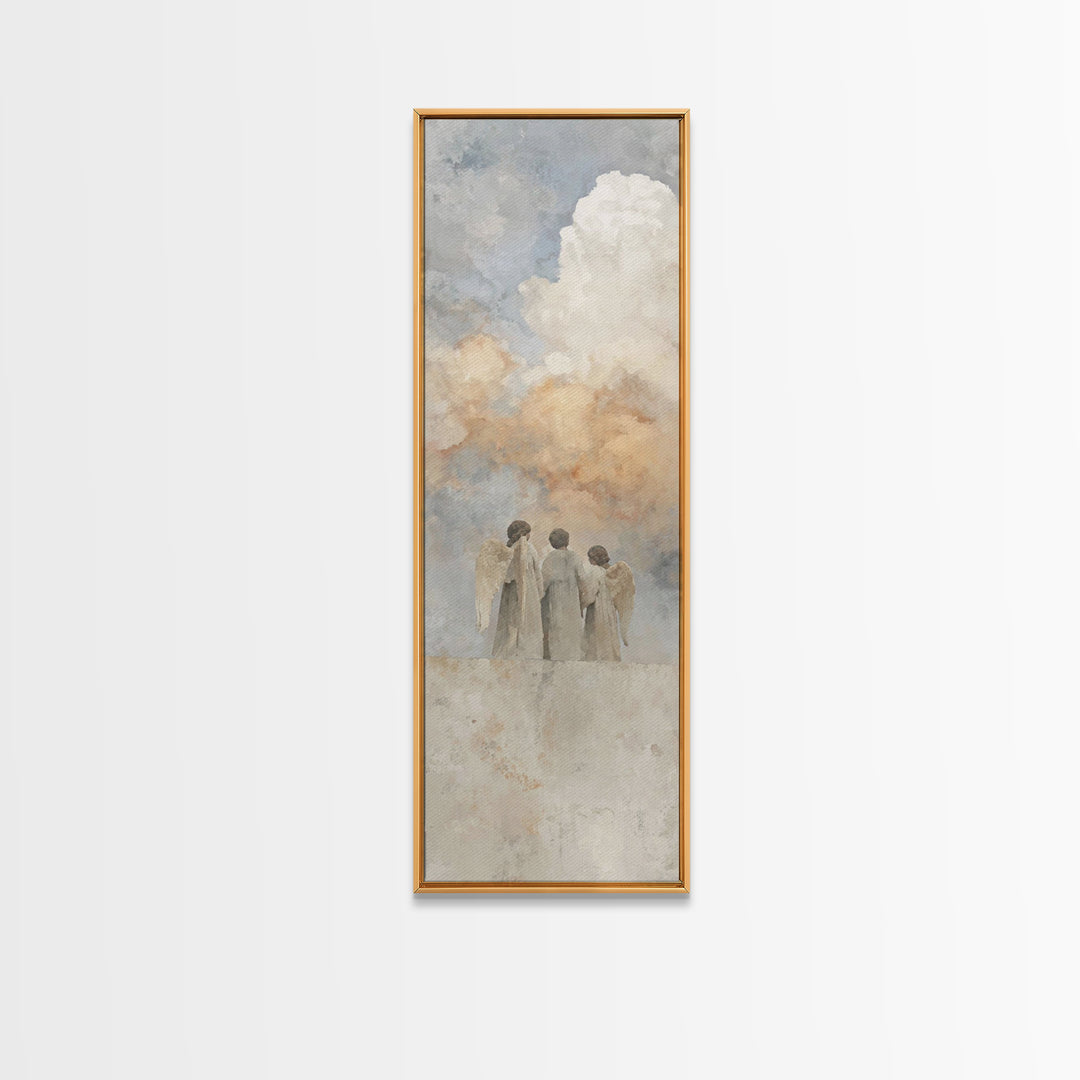 Angels In Prayer – Framed Canvas Print, Christian Wall Art, Christian Art Canvas, Narrow Art, Christian Christmas Art, Christian Gift Ideas