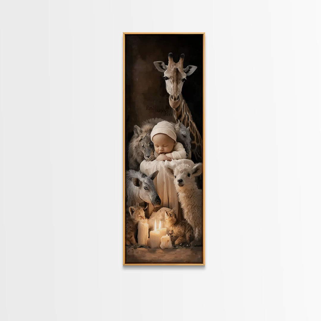Gentle Kingdom Watch – Framed Canvas Print – Christian Christmas Art – Christian Wall Art – Tall Skinny Art Print – Jesus Art Print – Chris