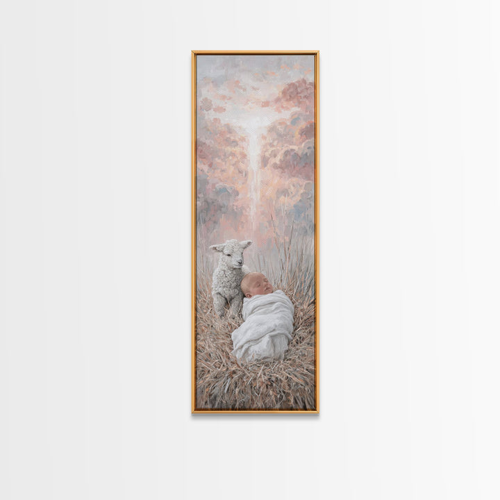 Dawn Of Grace | Framed Canvas Print | Christian Art Canvas | Christmas Art | Tall Skinny Art Print | Jesus Painting | Christian Wall Art