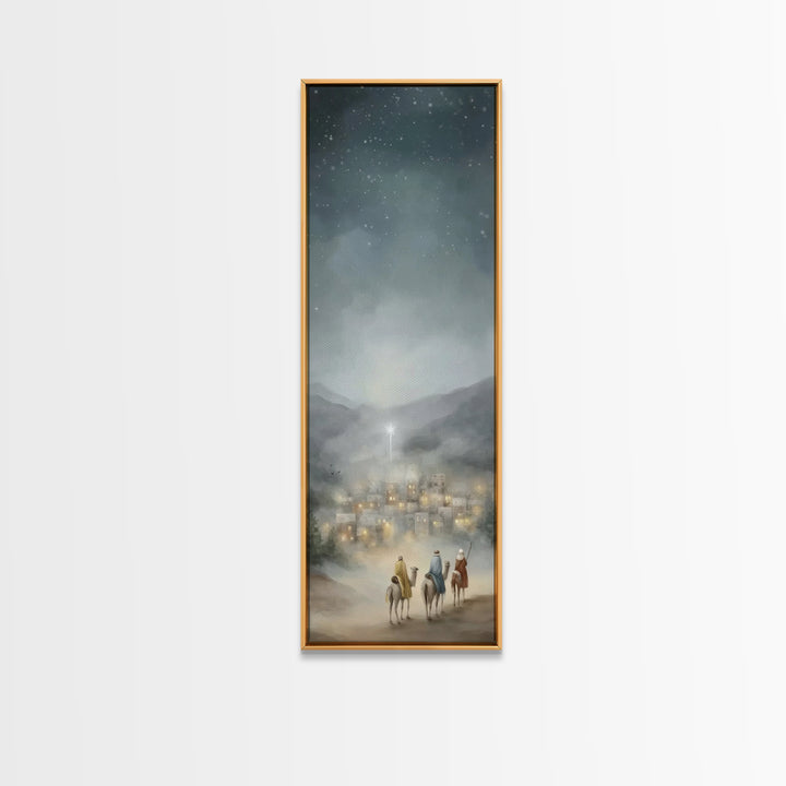 Light Over Zion – Framed Canvas Print – Tall Skinny Art Print – Christian Wall Art – Christian Christmas Art – Christian Art Canvas – Chris