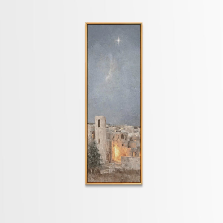 Night of Wonder – Framed Canvas Print – Tall Narrow Wall Art – Christian Christmas Art – Christian Wall Art – Christian Art Canvas – Christ