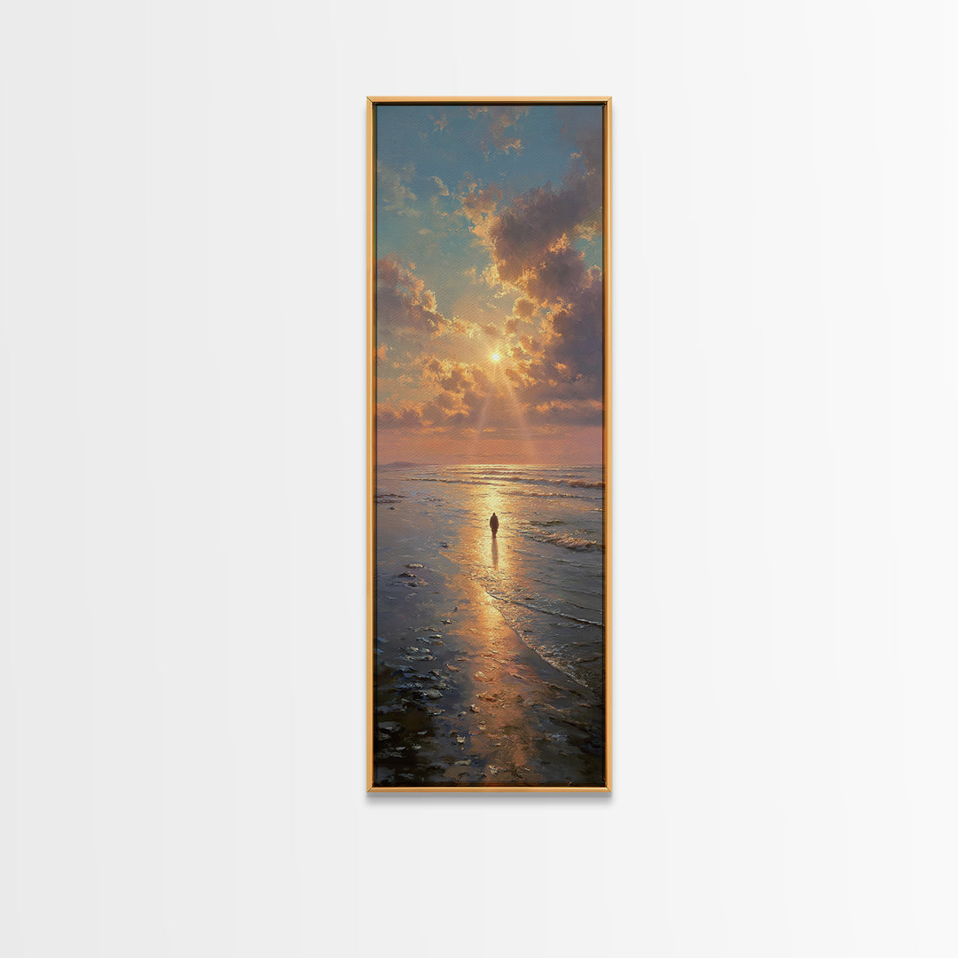 Sea Of Promise | Framed Canvas Print | Tall Narrow Wall Art | Jesus Painting | Christian Art Canvas | Christian Wall Art | Christian Gift