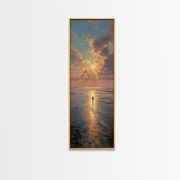 Sea Of Promise | Framed Canvas Print | Tall Narrow Wall Art | Jesus Painting | Christian Art Canvas | Christian Wall Art | Christian Gift