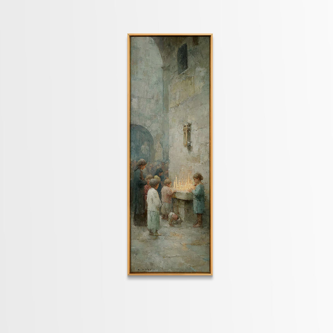 Candles Of Devotion - Framed Canvas Print - Christian Art Canvas - Christian Wall Art - Christmas Art - Christian Art Print - Tall Skinny A