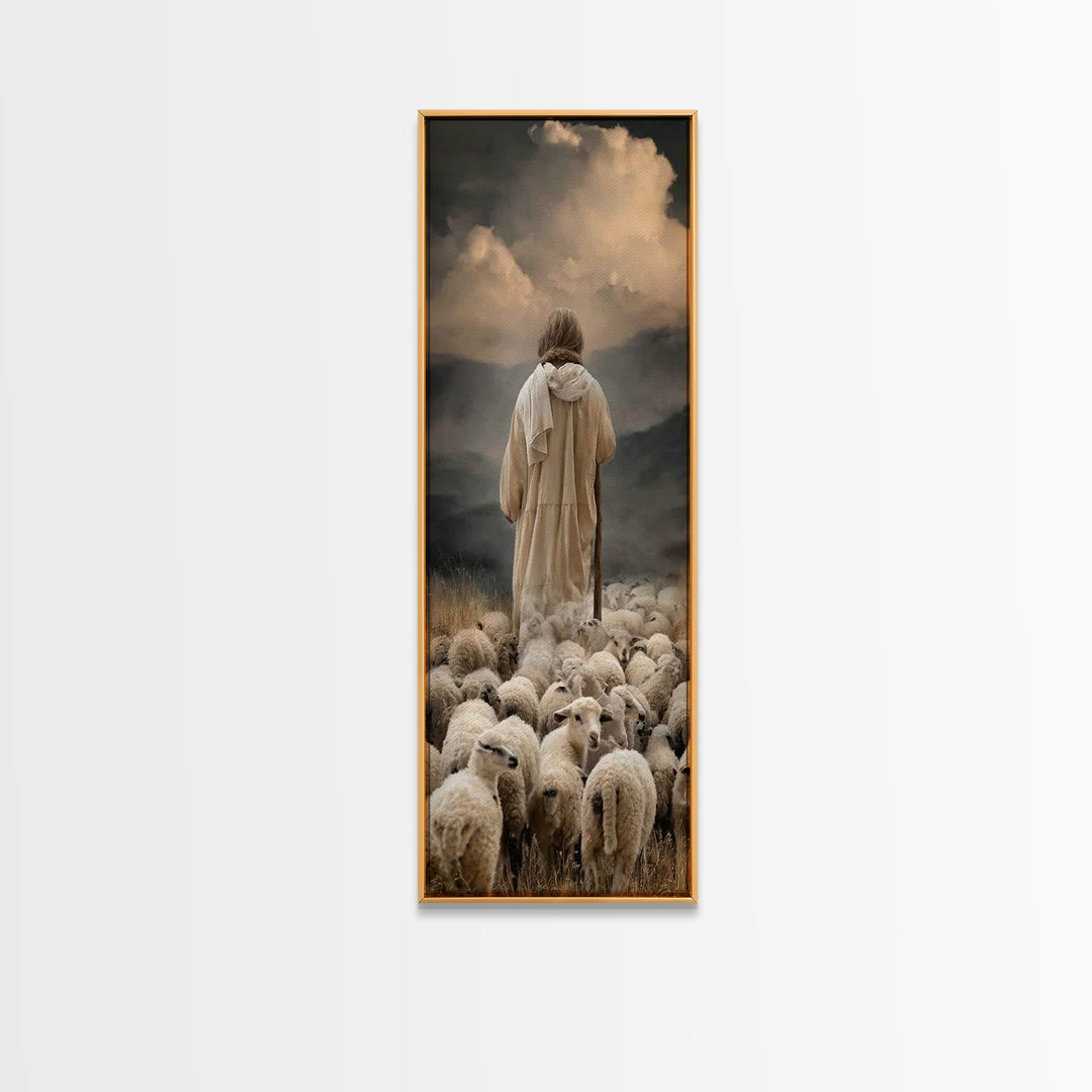 Shepherd Of Peace – Framed Canvas Print – Christian Wall Art – Jesus Painting – Christian Art Canvas – Narrow Art – Christian Art