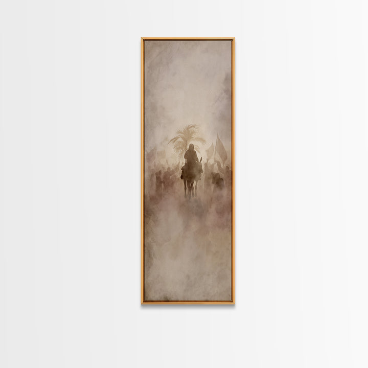 Palm Branch Dawn – Framed Canvas Print – Christian Art Canvas – Christian Art – Tall Skinny Art Print – Jesus Painting – Christian Wall Art