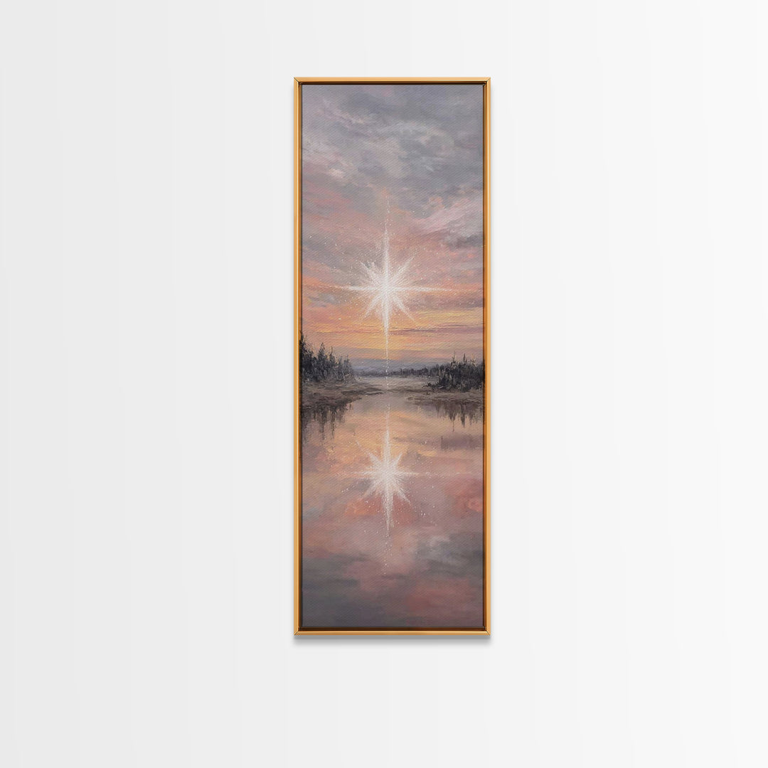 Silent Birth Refuge – Framed Canvas Print – Christian Wall Art – Vintage Christmas Art – Christian Art Print – Skinny Art