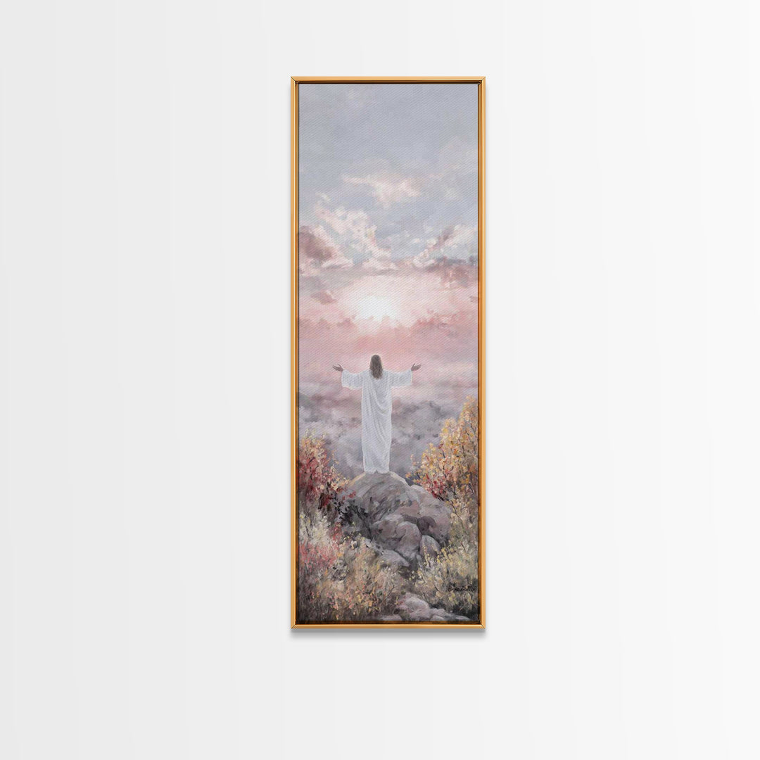 Dawn of Mercy Light, Framed Canvas Print, Christian Art Canvas, Jesus Painting, Christian Wall Art, Skinny Art, Christian Christmas Art, Ch