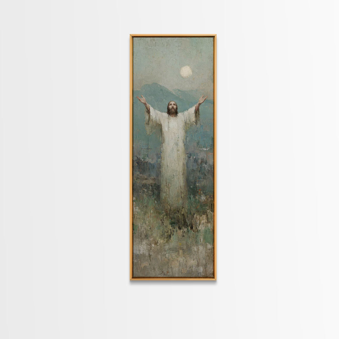 Light of Salvation Grace – Framed Canvas Print – Christian Christmas Art – Jesus Painting – Christian Wall Art – Tall Narrow Wall Art – Chr