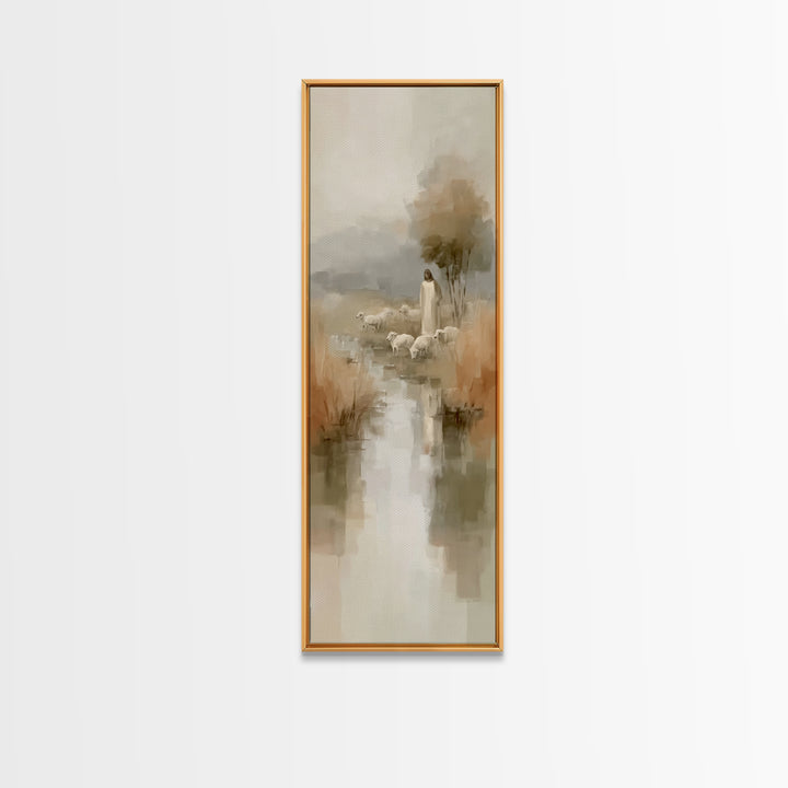 Valley of Still Grace – Framed Canvas Print – Jesus Painting – Christian Wall Art – Christian Art Canvas – Skinny Art – Christian Christmas