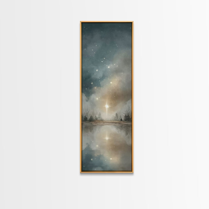 Guiding Star Lake – Framed Canvas Print – Christian Art Canvas – Christmas Art Prints – Christian Art – Tall Skinny Art Print