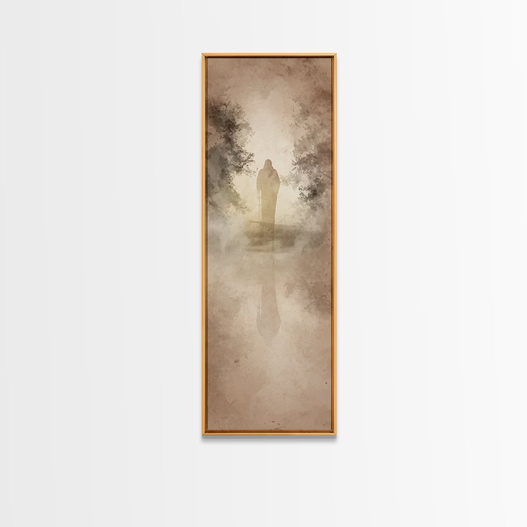Autumn Prayer Walk | Framed Canvas Print | Christian Art Canvas | Jesus Painting | Christian Wall Art | Narrow Art | Christian Christmas Ar