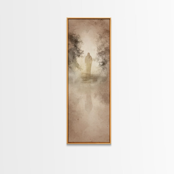 Autumn Prayer Walk | Framed Canvas Print | Christian Art Canvas | Jesus Painting | Christian Wall Art | Narrow Art | Christian Christmas Ar