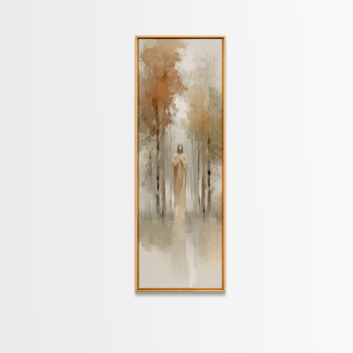 Morning Forest Glory – Framed Canvas Print – Christian Art Canvas – Jesus Painting – Christian Wall Art – Skinny Art – Christian Christmas