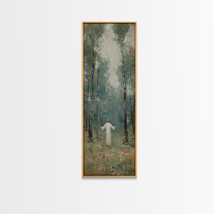 Radiant Woods Blessing, Framed Canvas Print, Christian Wall Art, Christian Art Canvas, Jesus Painting, Tall Narrow Wall Art, Christian Chri