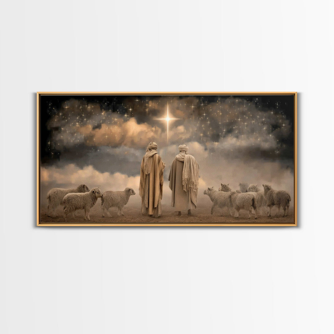 Guiding Star Night – Framed Canvas Print – Christian Wall Art – Christmas Art – Christian Art Canvas – Jesus Christmas Art – Christian Deco
