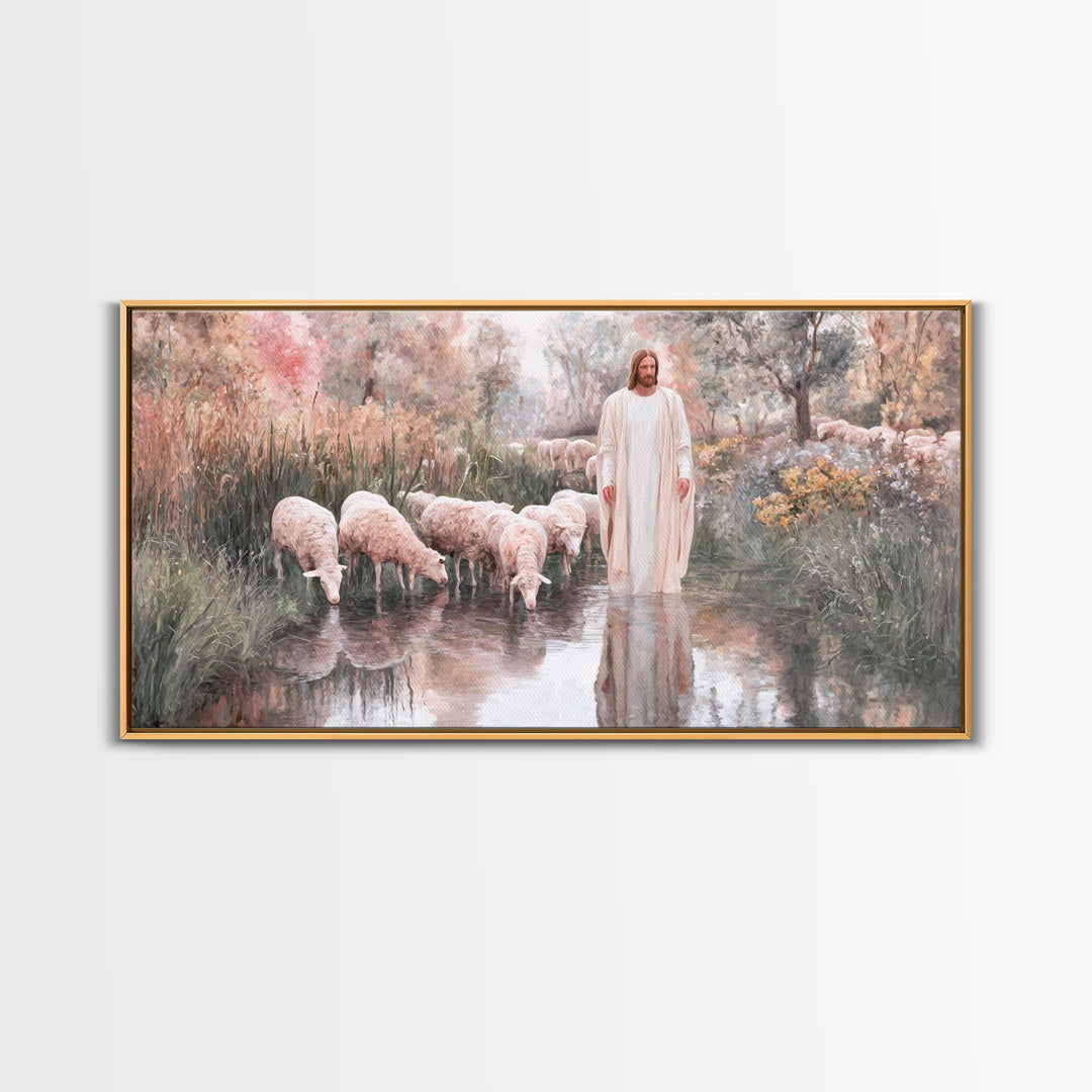 Pastoral Sunrise - Framed Canvas Print - Christian Wall Art - Christian Art Canvas - Christian Gift - Jesus Painting - Christian Art