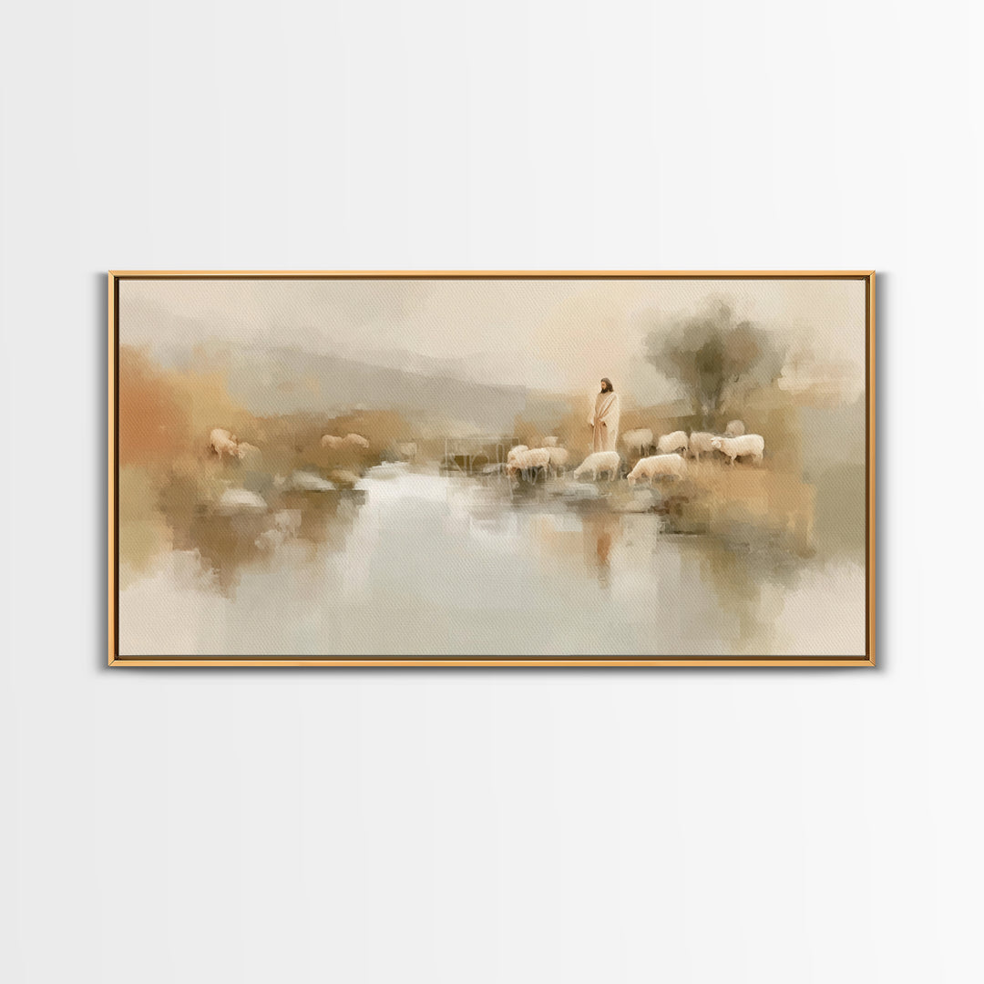 River of Peace | Framed Canvas Print | Christian Art Canvas | Jesus Painting | Christmas Art | Christian Wall Art | Subtle Christian Art