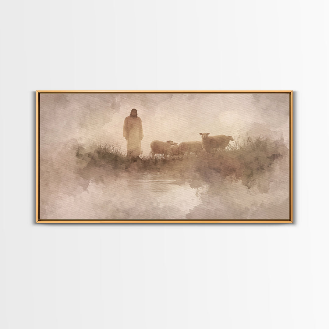 Morning Grace, Framed Canvas Print, Christian Art Print, Jesus Painting, Christian Wall Art, Christian Christmas Art, Minimalist Christian