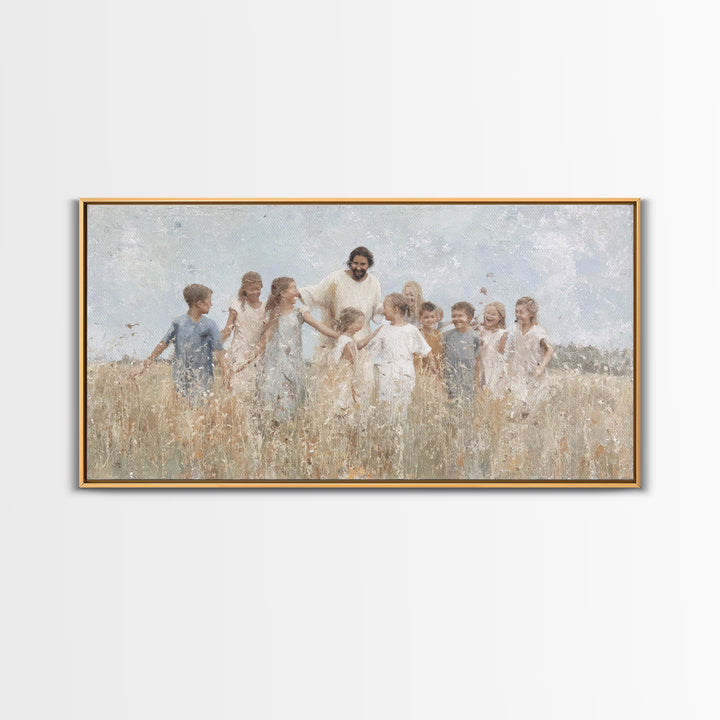 Fields Of Joy – Framed Canvas Print – Christian Wall Art – Jesus Painting – Christian Art Canvas – Christmas Art – Christian Decor