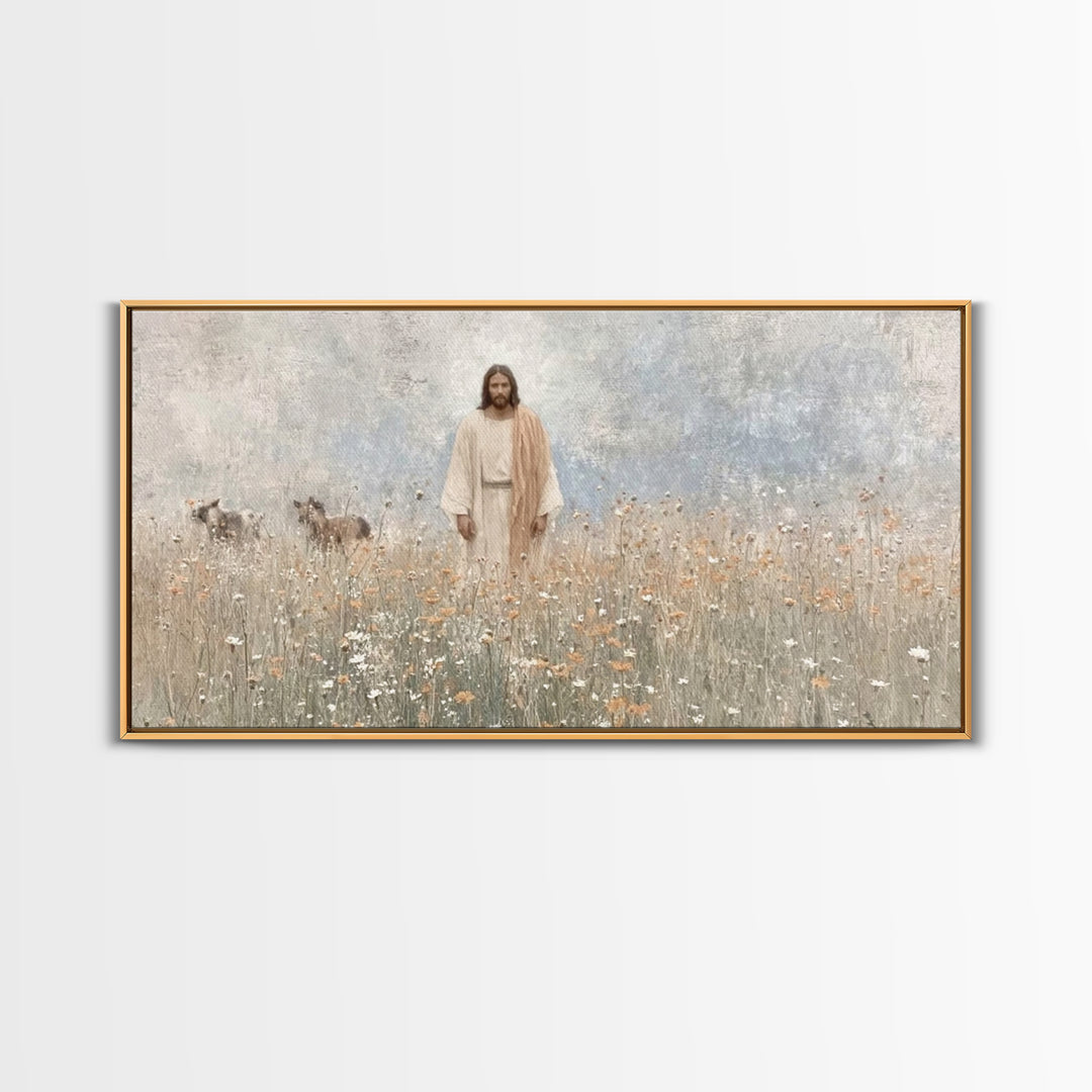 Sacred Garden Quiet, Framed Canvas Print, Christian Art Print, Jesus Paintings, Christian Wall Art, Christmas Art Prints, Christian Decor,