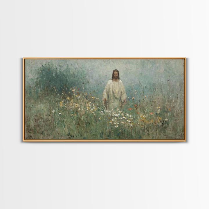 Radiant Shepherd Bloom – Framed Canvas Print – Christian Wall Art – Jesus Christ Painting – Christian Art Canvas – Christmas Art – Christia