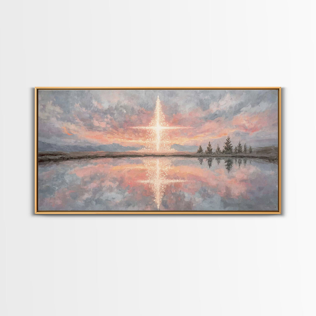Heaven’s Dawn | Framed Canvas Print | Christian Wall Art | Christian Art Print | Christmas Canvas Wall Art | Modern Christian Art | Christi