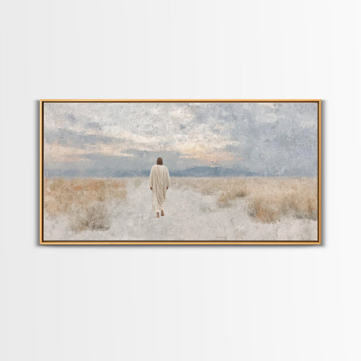 Desert Dawn Path – Framed Canvas Print – Christian Wall Art – Jesus Painting – Christian Art Canvas – Christian Decor – Modern Christian Ar