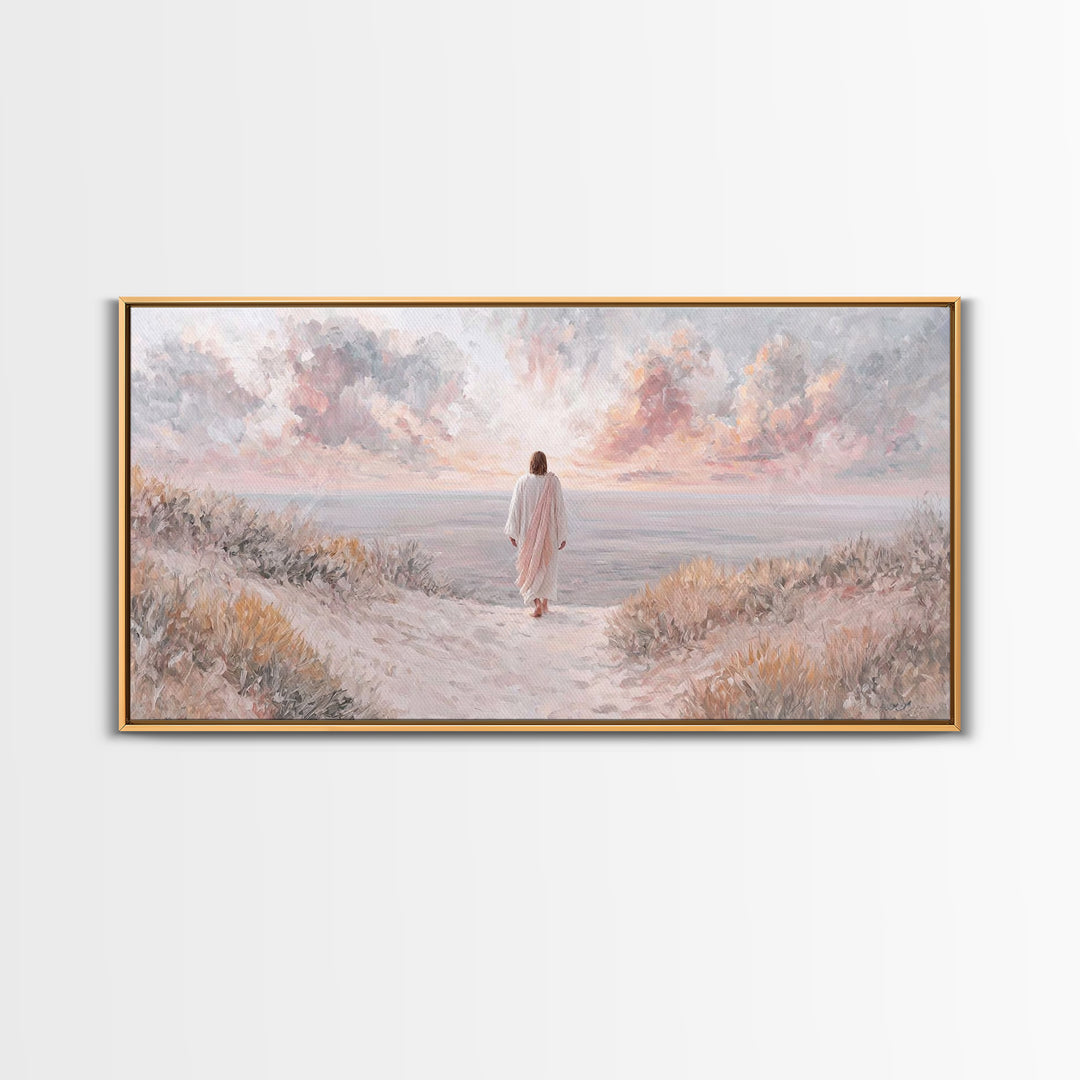 Skyward Steps Light – Framed Canvas Print – Christian Wall Art – Christian Art Canvas – Christian Art Print – Jesus Painting – Christian De