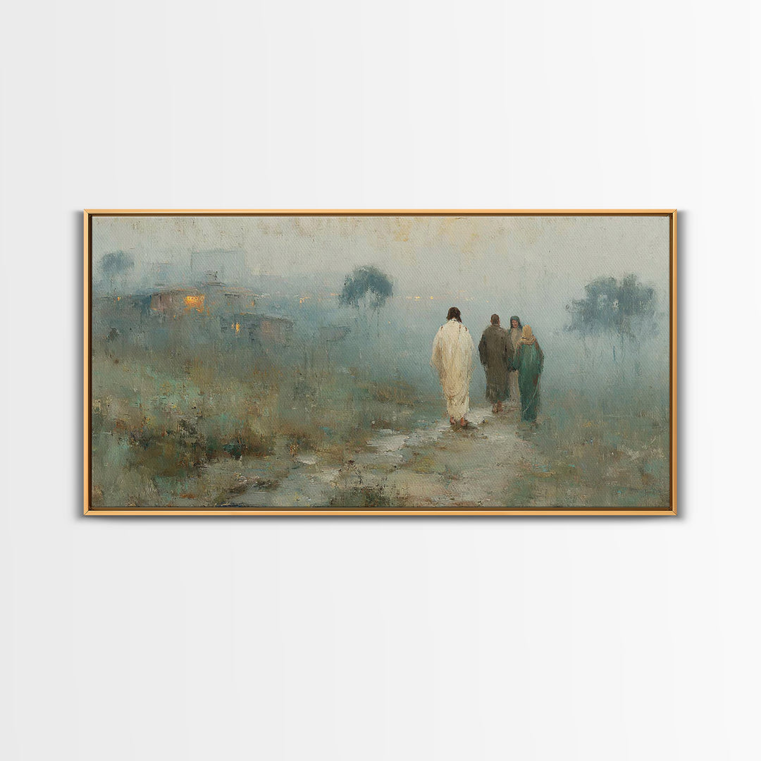 Walk To Hope | Framed Canvas Print | Christian Art Canvas | Jesus Painting | Modern Christian Art | Christian Wall Art | Christmas Art