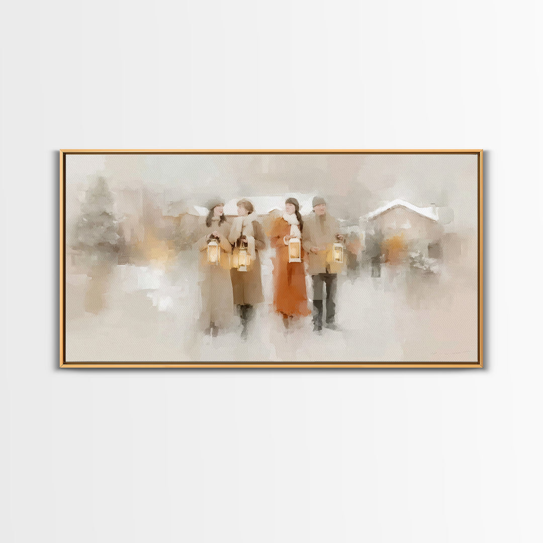Lantern Fellowship | Framed Canvas Print | Christian Christmas Art | Christmas Wall Art | Christian Art Canvas | Modern Christian Art | Xma