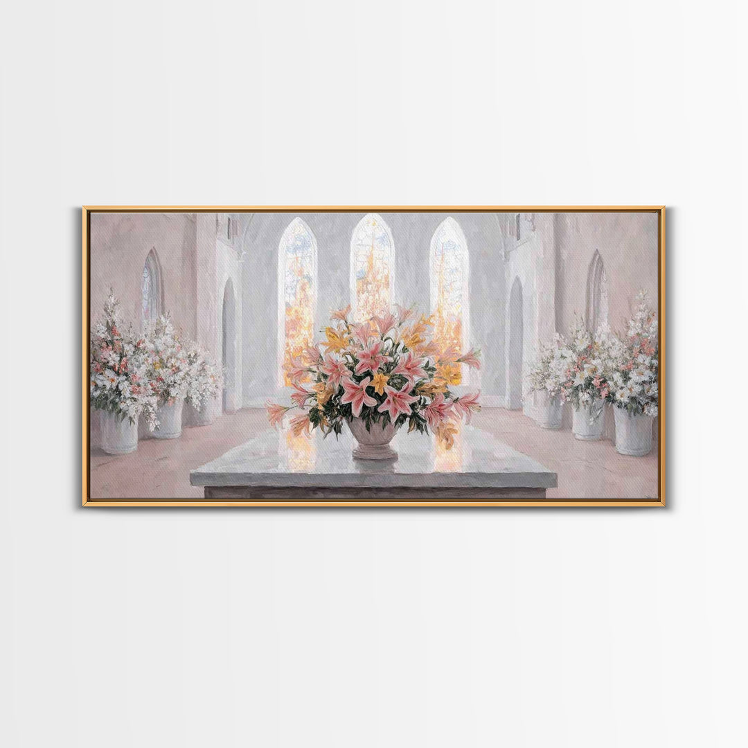 Radiant Blossoms, Framed Canvas Print, Christian Wall Art, Subtle Christian Art, Christian Art Canvas, White Christmas Art, Christian Decor