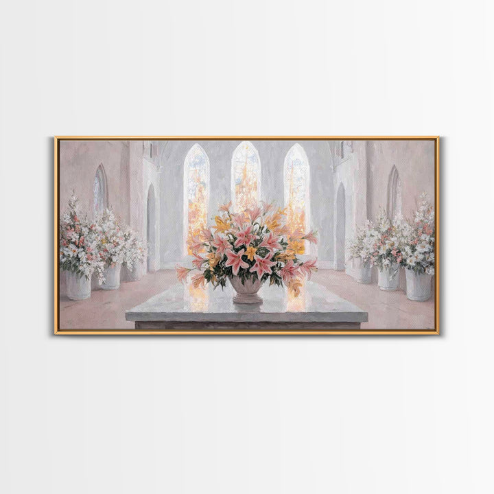 Radiant Blossoms, Framed Canvas Print, Christian Wall Art, Subtle Christian Art, Christian Art Canvas, White Christmas Art, Christian Decor