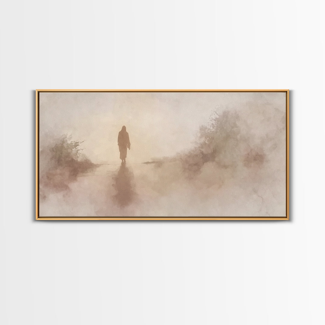 Solitary Savior Path – Framed Canvas Print – Jesus Painting – Jesus Canvas Art – Christian Wall Art – Modern Christian Art – Large Jesus Pa