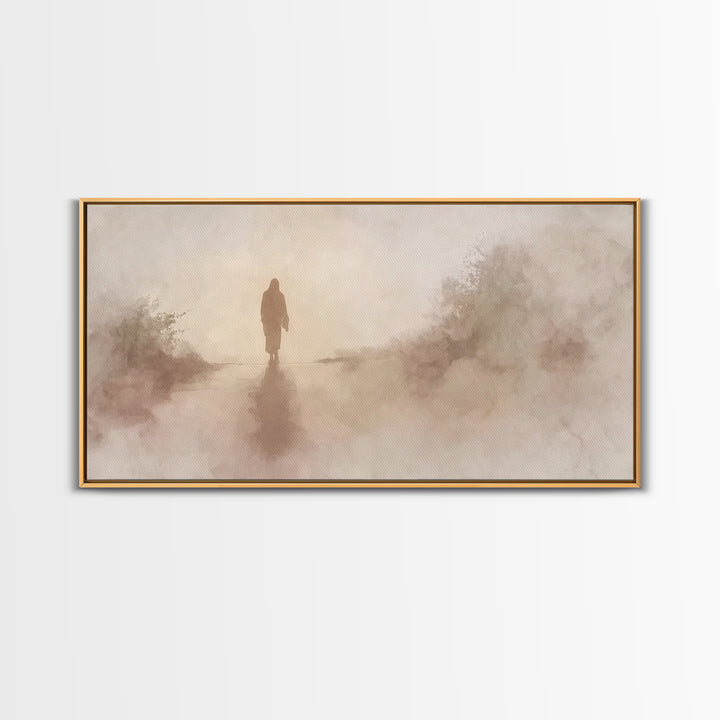 Solitary Savior Path – Framed Canvas Print – Jesus Painting – Jesus Canvas Art – Christian Wall Art – Modern Christian Art – Large Jesus Pa
