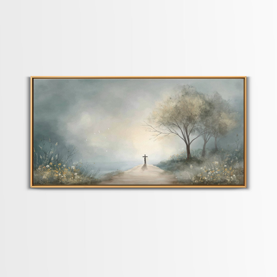 Crossroad Of Hope – Framed Canvas Print – Christian Wall Art – Christian Art Canvas – Christian Art Work – Moody Christian Art – Christian