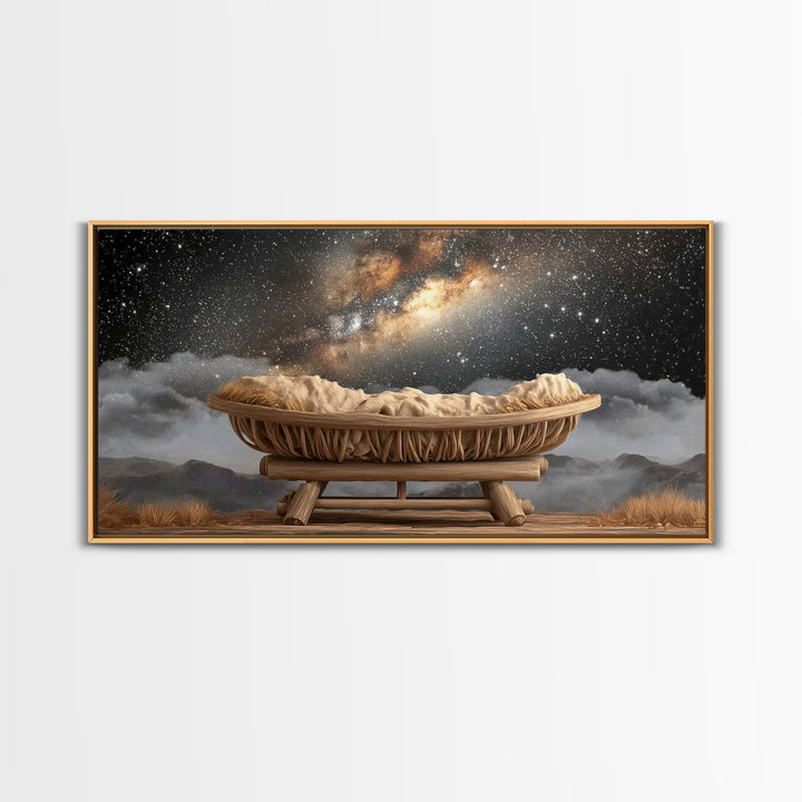 Heavenly Cradle – Framed Canvas Print – Christmas Art – Christian Christmas Art – Christian Decor – Christian Wall Art