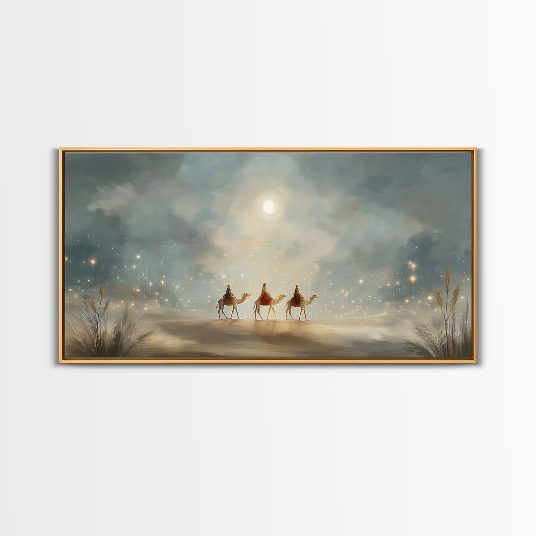 Guided By Starlight, Framed Canvas Print, Christmas Art Prints, Christian Christmas Art, Christian Wall Art, Christian Decor
