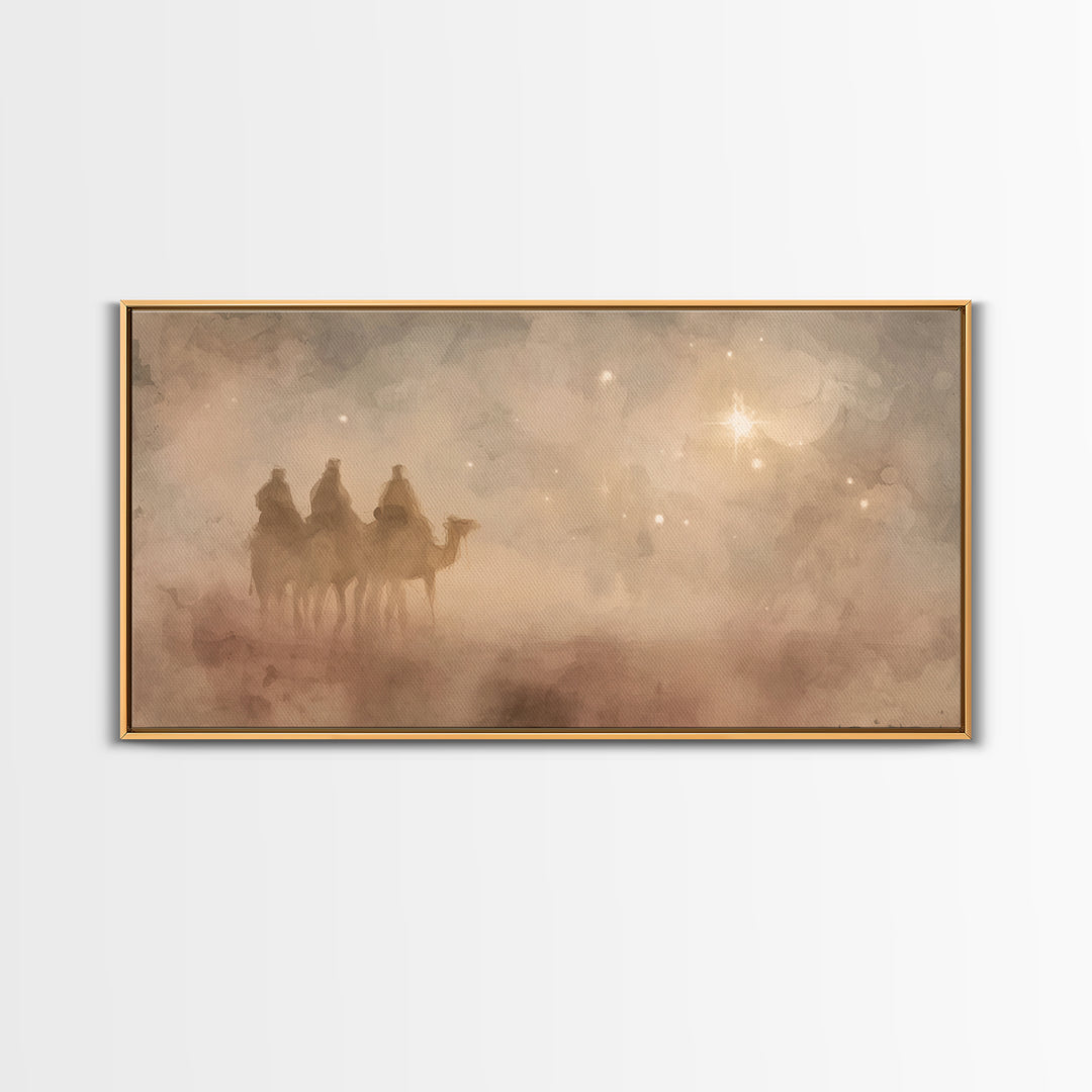 Wisemen In Dawn – Framed Canvas Print – Christian Christmas Art – Christmas Wall Art – Christian Art Canvas – Christian Decor
