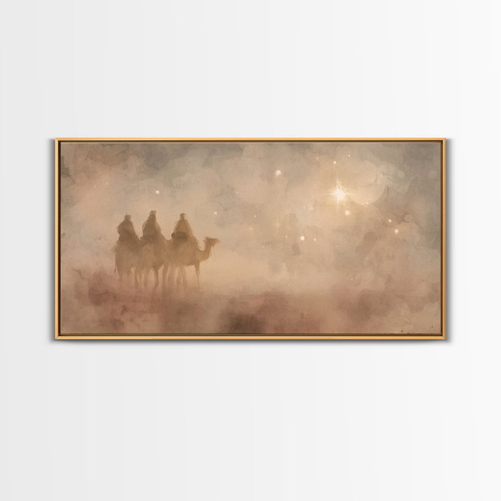 Wisemen In Dawn – Framed Canvas Print – Christian Christmas Art – Christmas Wall Art – Christian Art Canvas – Christian Decor