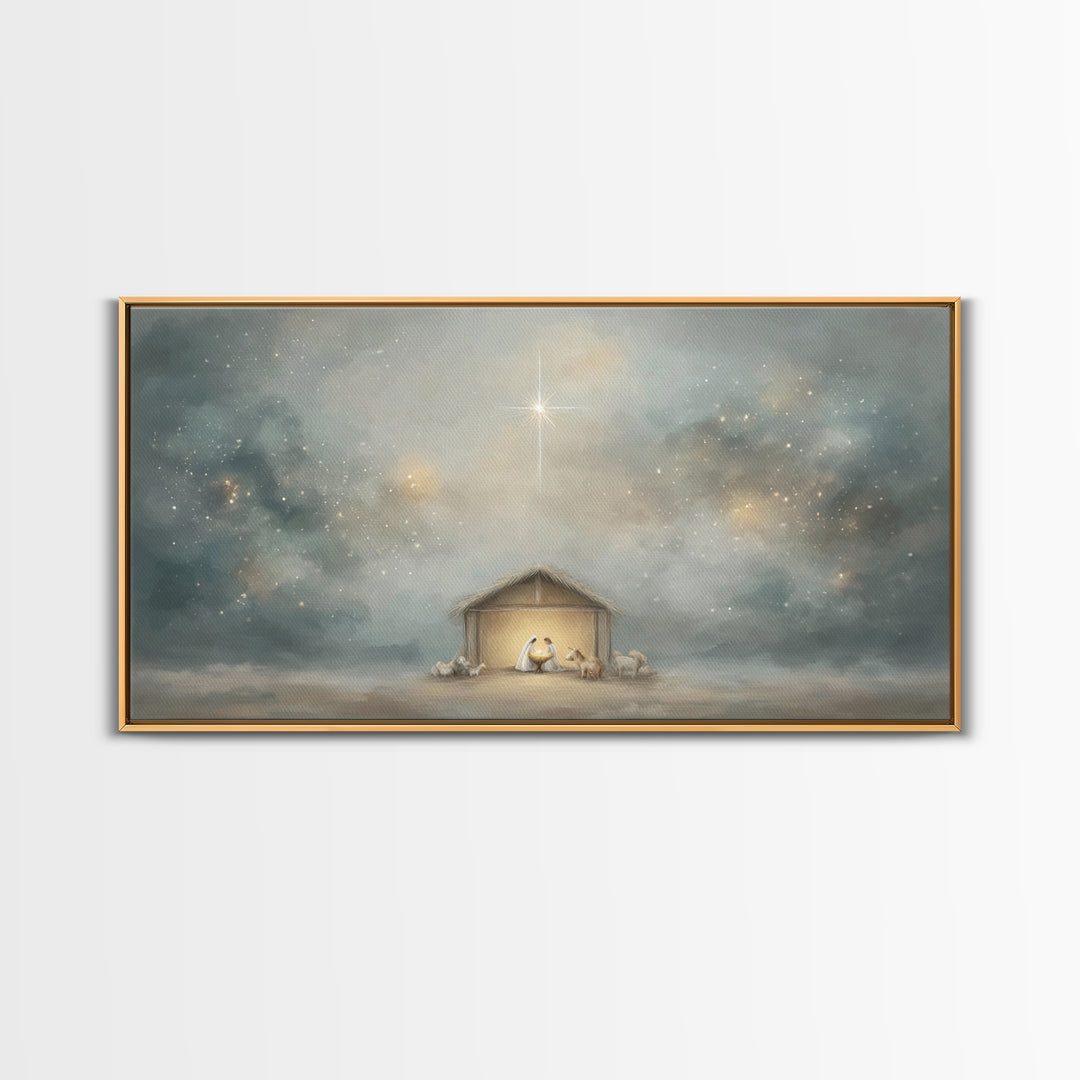 Desert Nativity – Framed Canvas Print – Jesus Art – Christian Gifts – Christian Decor – Christmas Art – Christian Canvas – Christian Art
