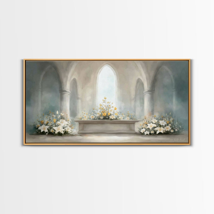 Peaceful Chapel – Framed Canvas Print – Christian Wall Art – Christian Art Canvas – Modern Christian Art – Christmas Art Work – Christian G