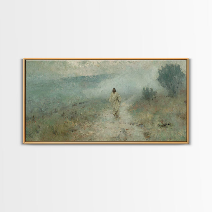 Quiet Valley Walk, Framed Canvas Print, Christian Wall Art, Christian Art Canvas, Jesus Painting, Large Christian Art, Christian Christmas