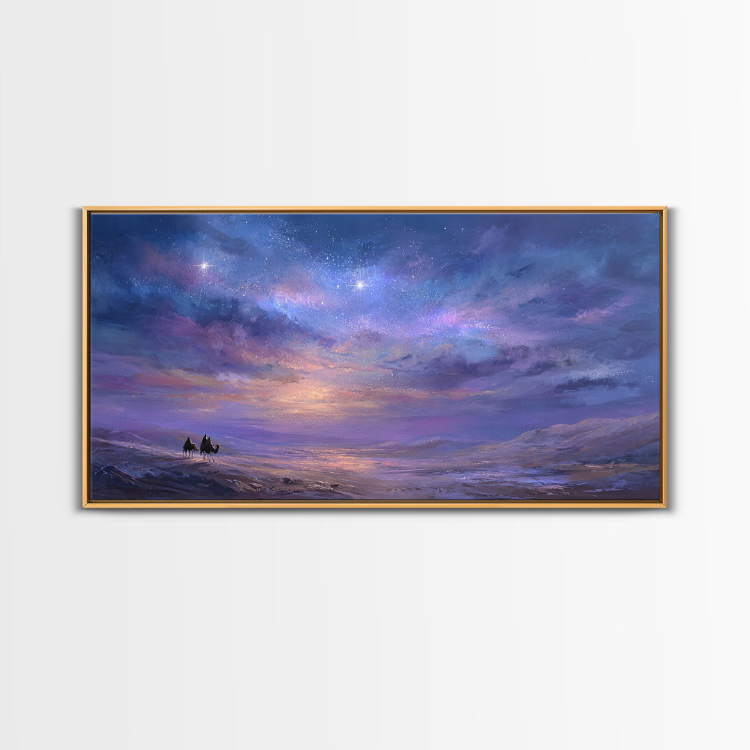 Heavens of Promise, Framed Canvas Print, Christian Art Prints, Christmas Wall Art, Christian Christmas Art, Christian Painting, Modern Chri