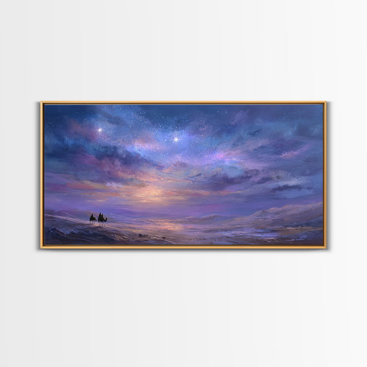 Heavens of Promise, Framed Canvas Print, Christian Art Prints, Christmas Wall Art, Christian Christmas Art, Christian Painting, Modern Chri